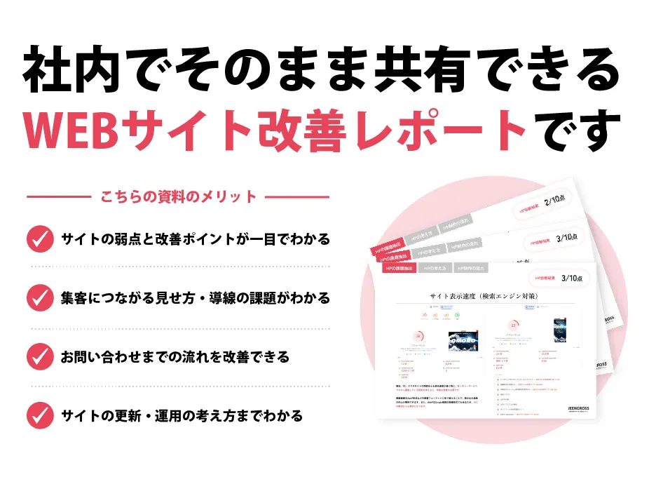 社内でそのまま共有できるWEBサイト改善レポートです